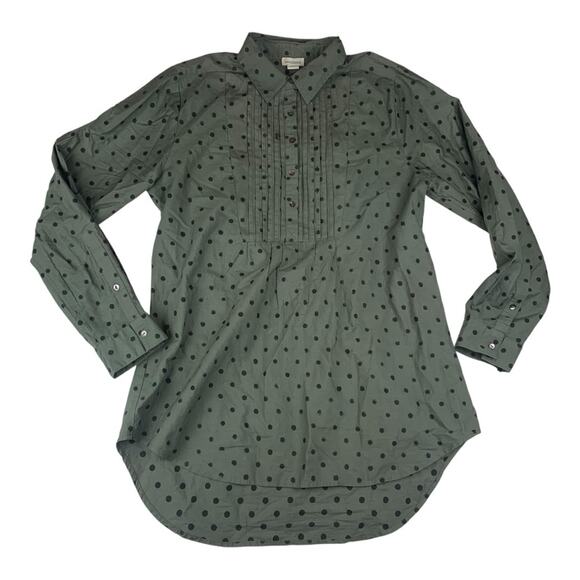 Sundance size medium Green polka dot Tunic Curved Hemline relaxed casual - Picture 2 of 10